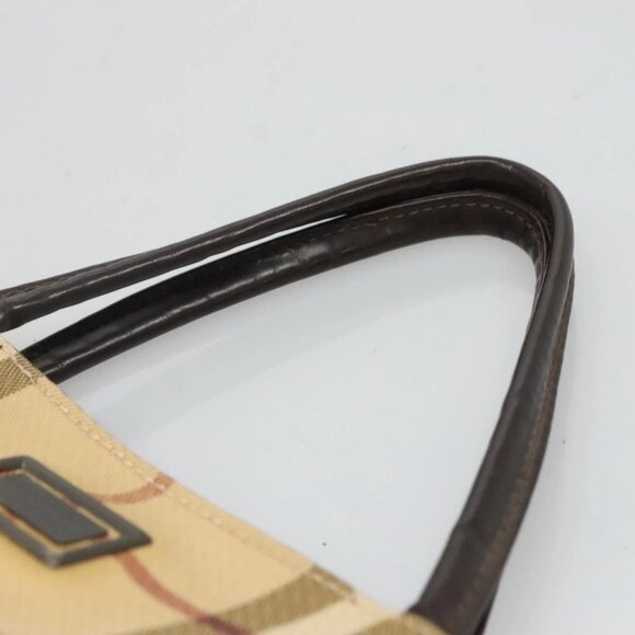 BURBERRY Nova Check Hand Bag PVC Beige Silver Auth BA1232 - Picture 9 of 16